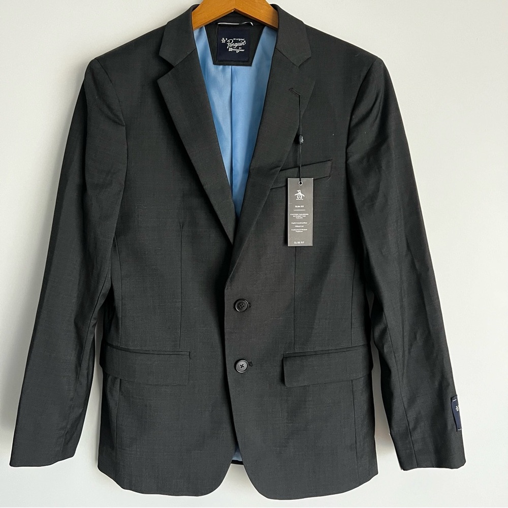 Men’s Slim Fit Suit Jacket Original Penguin By Munsingwear Black Size 36S